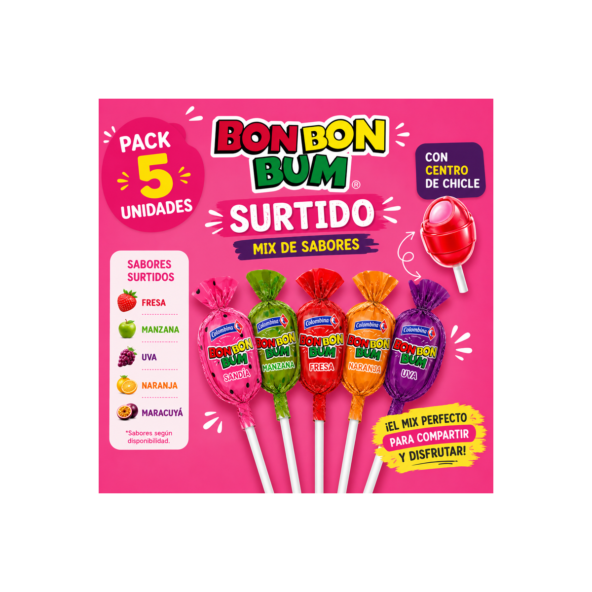 Pack Bon Bon Bum Assortis x5