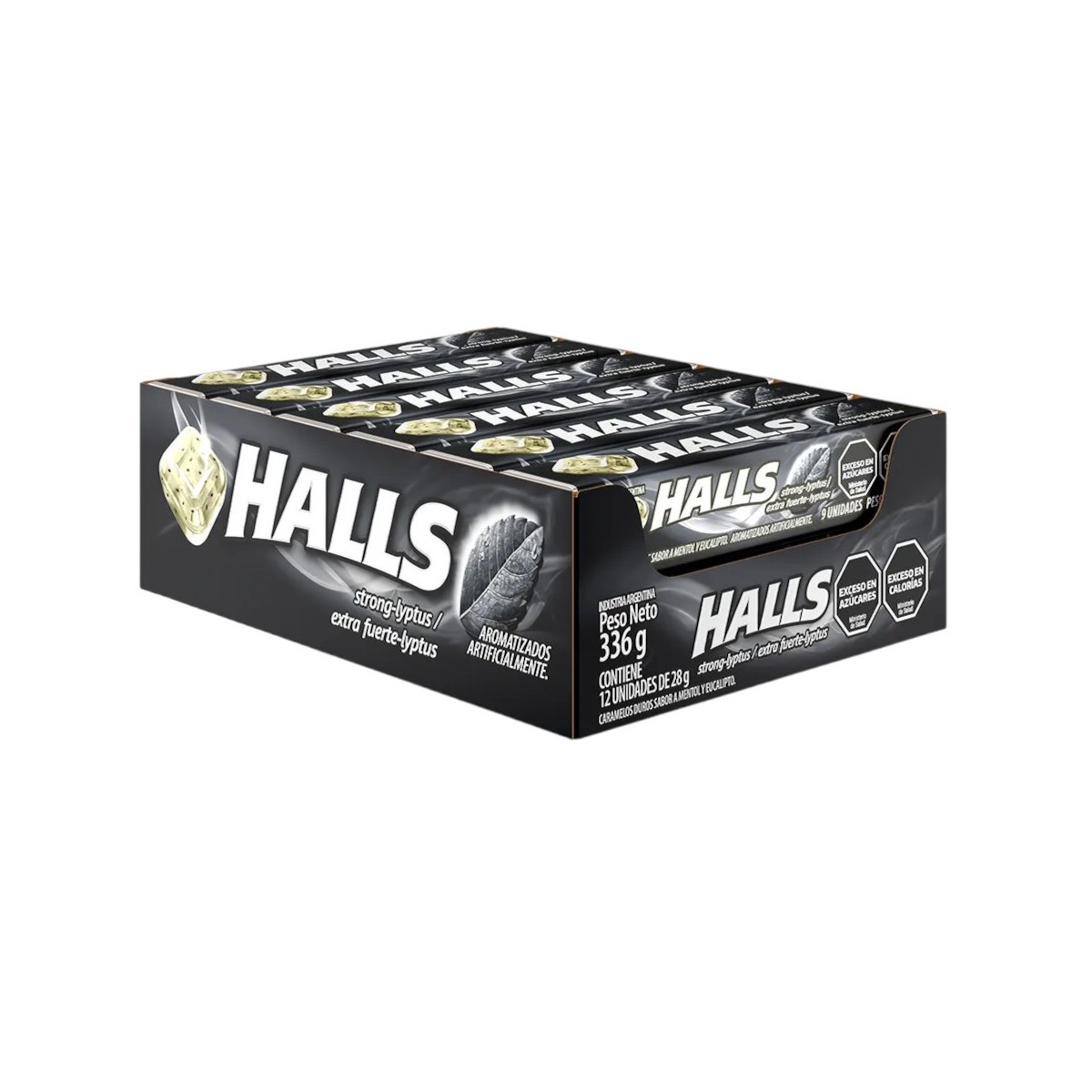 Caja Halls Extra Fuerte Eucalipto Lyptus Mentol 12 und