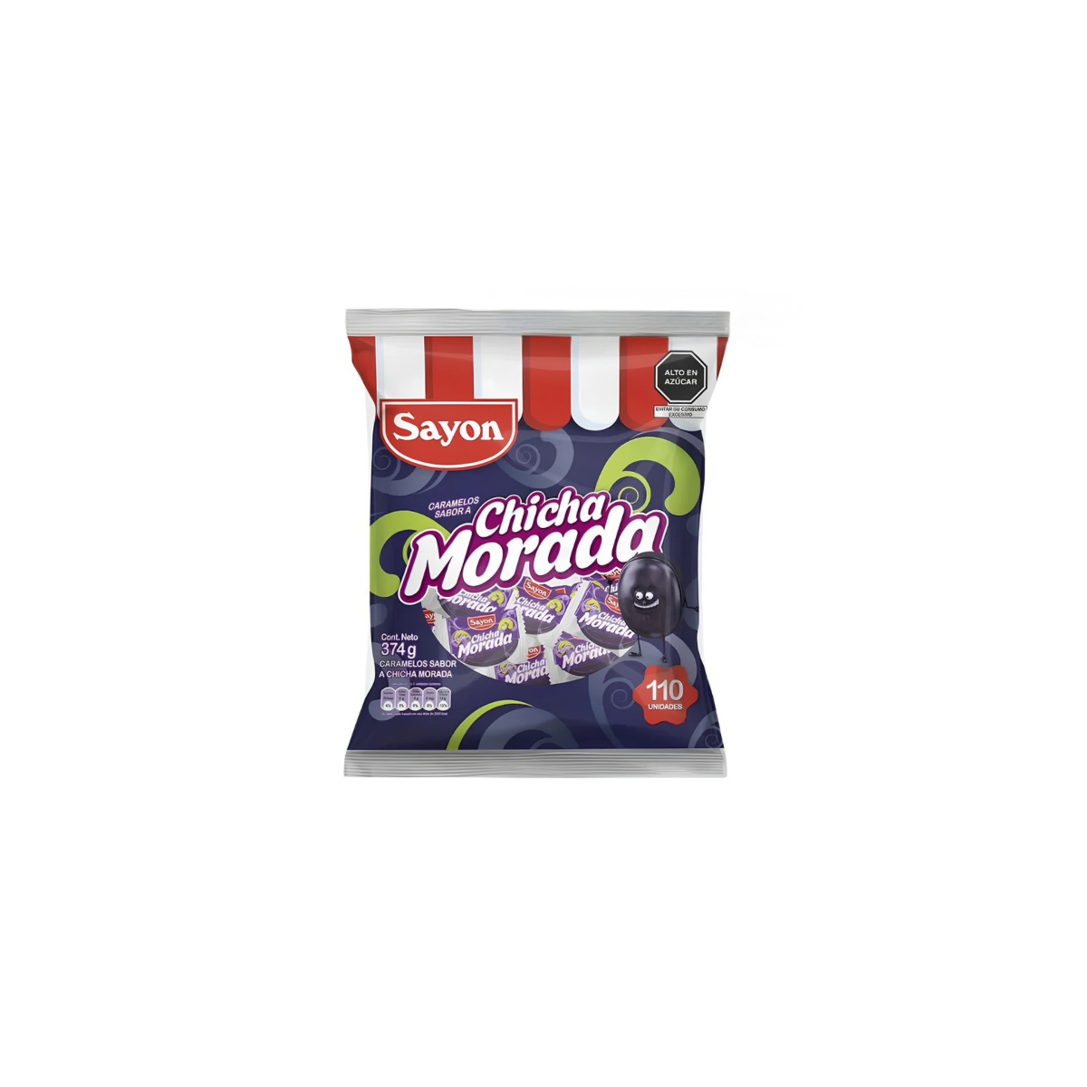 Sayón Chicha Morada Candy 374g (110 Pieces)