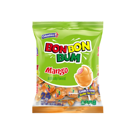 Chupetines Bon Bon Bum Mango Colombina 408g (24 Unidades)